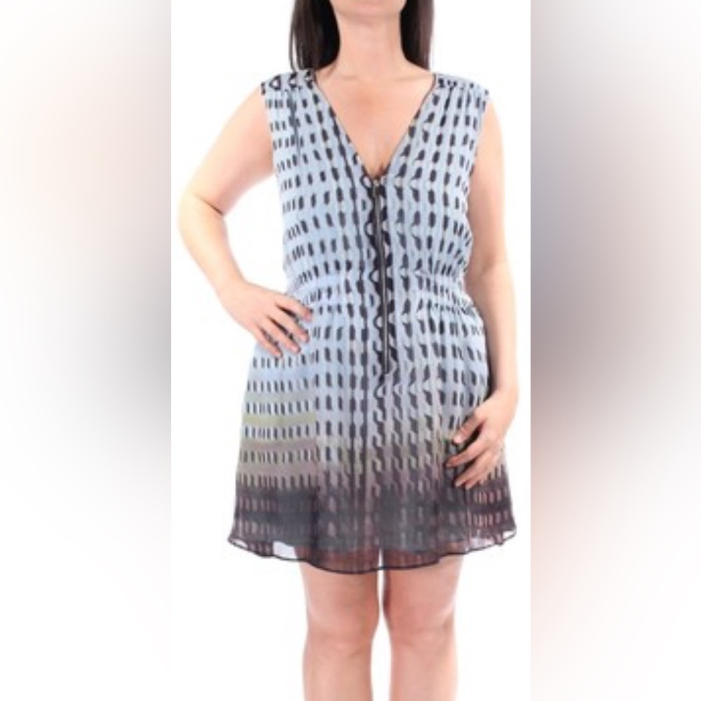 RACHEL Rachel Roy Blue and Black Patterned Dress